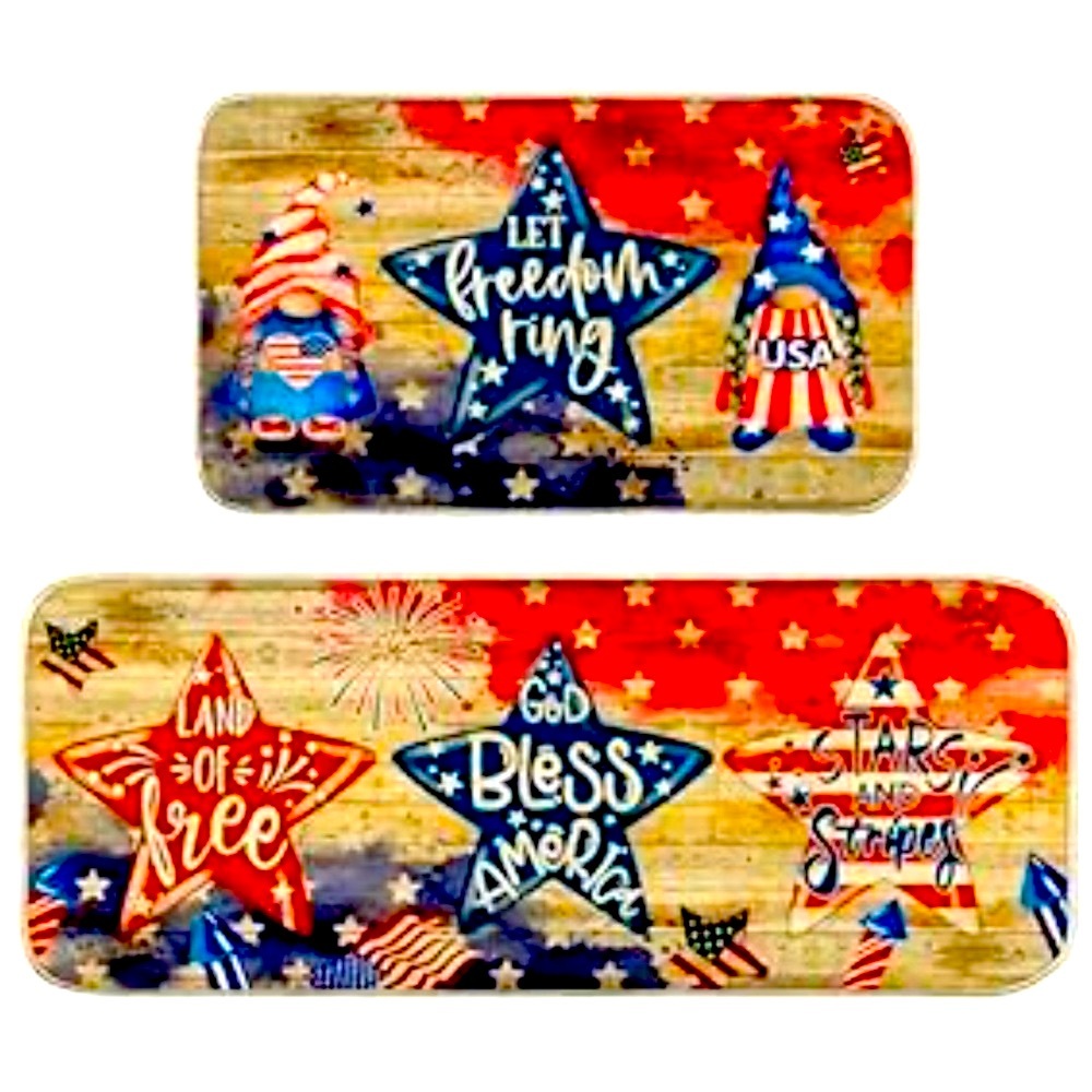 🇺🇸RARE discontinued Patriotic Star Rugs ♥️🤍💙 with adorable Gnomes